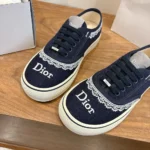 Dior Unisex Saltwind Sneaker Blue Dior Oblique Embroidered Cotton and White Lace