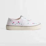 Dior Unisex Saltwind Sneaker White Cotton Embroidered with Multicolor Doves & Roses Motif