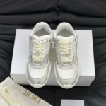 Dior Unisex Tech Sneaker Silver-Tone Laminated Grained Calfskin and Transparent Mesh