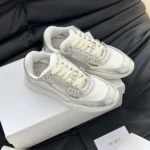 Dior Unisex Tech Sneaker Silver-Tone Laminated Grained Calfskin and Transparent Mesh