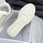 Dior Unisex Tech Sneaker Silver-Tone Laminated Grained Calfskin and Transparent Mesh