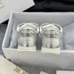 Dior Unisex Tech Sneaker Silver-Tone Laminated Grained Calfskin and Transparent Mesh