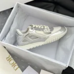 Dior Unisex Tech Sneaker Silver-Tone Laminated Grained Calfskin and Transparent Mesh