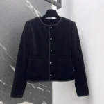 Dior Women Cropped Jacket Black Cotton Velvet 611V58A3312