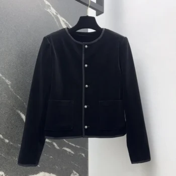 Dior Women Cropped Jacket Black Cotton Velvet 611V58A3312