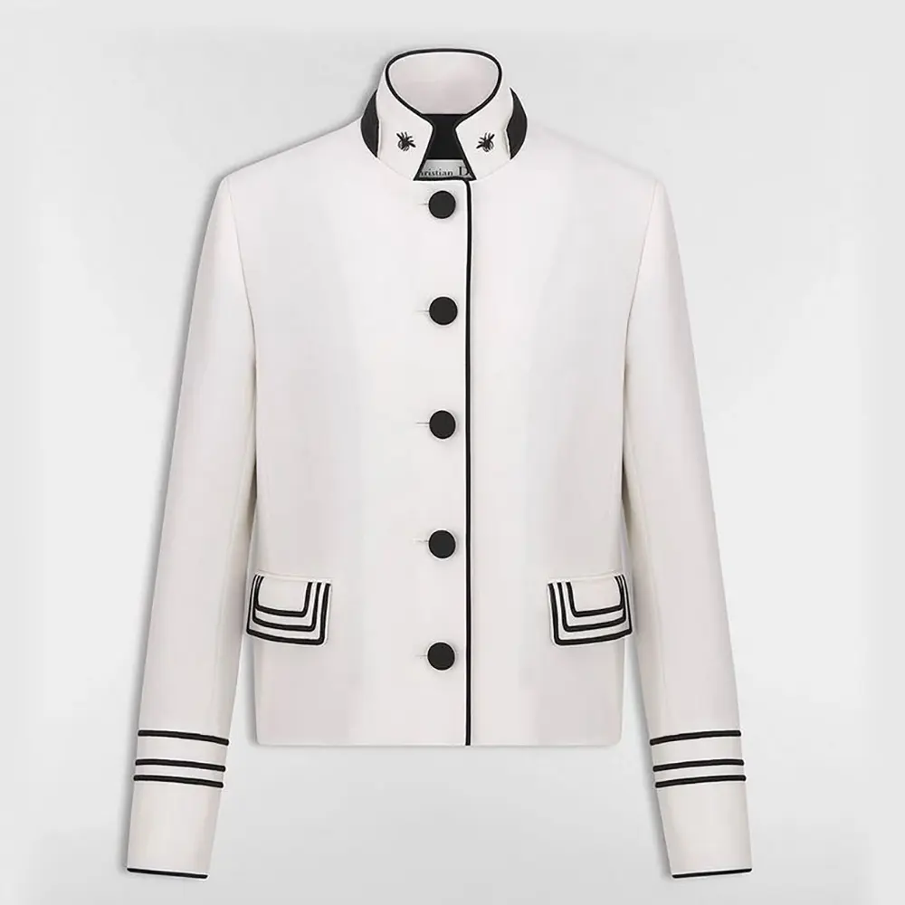 Dior Women Cropped Jacket Ecru Wool and Mohair 611V79A1030 (1) Dior Women Cropped Jacket Ecru Wool and Mohair 611V79A1030