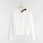 Dior Women Cropped Jacket White Virgin-Wool-Cotton-Blend Bouclé 621V07A1761