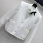 Dior Women Cropped Jacket White Virgin-Wool-Cotton-Blend Bouclé 621V07A1761