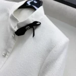 Dior Women Cropped Jacket White Virgin-Wool-Cotton-Blend Bouclé 621V07A1761