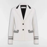 Dior Women Fitted Jacket Ecru Wool and Mohair 611V70A1030