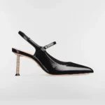 Dior Women Icon Slingback Pump Black Crinkled Patent Calfskin KCV499GPC