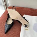 Dior Women Icon Slingback Pump Black Crinkled Patent Calfskin KCV499GPC