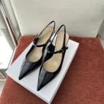 Dior Women Icon Slingback Pump Black Crinkled Patent Calfskin KCV499GPC