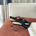 Dior Women Icon Slingback Pump Black Crinkled Patent Calfskin KCV499GPC