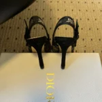 Dior Women J'Adior Slingback Pump Transparent Mesh Embroidered with Black Millefiori Motif