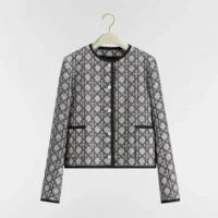 Dior Women Macrocannage Cropped Jacket Black and White Tweed Embroidered with Multicolor Sequins