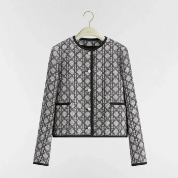 Dior Women Macrocannage Cropped Jacket Black and White Tweed Embroidered with Multicolor Sequins