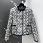Dior Women Macrocannage Cropped Jacket Black and White Tweed Embroidered with Multicolor Sequins