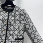 Dior Women Macrocannage Cropped Jacket Black and White Tweed Embroidered with Multicolor Sequins