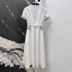 Dior Women Mid-Length Belted Shirtdress Ecru Wool and Mohair 611R12A1030