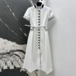 Dior Women Mid-Length Belted Shirtdress Ecru Wool and Mohair 611R12A1030