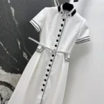 Dior Women Mid-Length Belted Shirtdress Ecru Wool and Mohair 611R12A1030