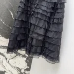 Dior Women Mid-Length Ruffled Skirt Black Silk Organza 611J16A6605
