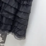 Dior Women Mid-Length Ruffled Skirt Black Silk Organza 611J16A6605