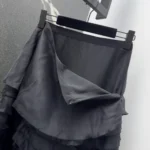 Dior Women Mid-Length Ruffled Skirt Black Silk Organza 611J16A6605