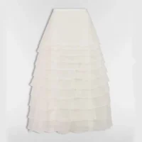 Dior Women Mid-Length Ruffled Skirt Ecru Silk Organza 611J16A6605