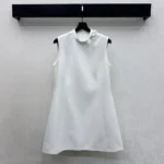 Dior Women Straight Dress White Virgin-Wool-Cotton-Blend Bouclé 621R21A1761