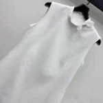 Dior Women Straight Dress White Virgin-Wool-Cotton-Blend Bouclé 621R21A1761