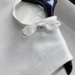 Dior Women Straight Dress White Virgin-Wool-Cotton-Blend Bouclé 621R21A1761