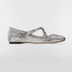 Dior Women Very Dior Ballet Flat Silver-Tone Laminated Lambskin and Glitter