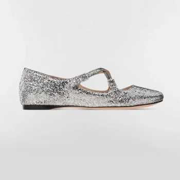 Dior Women Very Dior Ballet Flat Silver-Tone Laminated Lambskin and Glitter