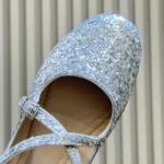 Dior Women Very Dior Ballet Flat Silver-Tone Laminated Lambskin and Glitter