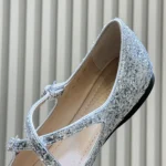 Dior Women Very Dior Ballet Flat Silver-Tone Laminated Lambskin and Glitter