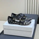 Dior Women Very Dior Ballet Flat Transparent Mesh Embroidered with Black Millefiori Motif