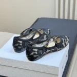 Dior Women Very Dior Ballet Flat Transparent Mesh Embroidered with Black Millefiori Motif