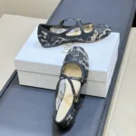 Dior Women Very Dior Ballet Flat Transparent Mesh Embroidered with Black Millefiori Motif