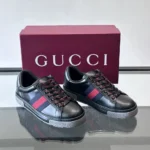 Gucci Unisex Ace Sneaker With Web-Black 849836AAFN31076
