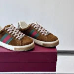 Gucci Unisex Ace Sneaker With Web-Brown 849836AAFS32154