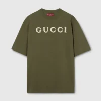 Gucci Women Cotton Jersey T-shirt with Embroidery 798115XJHN3