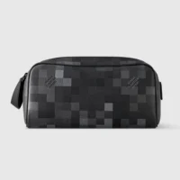Louis Vuitton LV Unisex Dopp Kit Damoflage Black Coated Canvas M15109