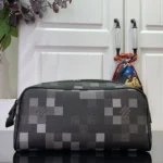 Louis Vuitton LV Unisex Dopp Kit Damoflage Black Coated Canvas M15109