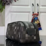 Louis Vuitton LV Unisex Dopp Kit Damoflage Black Coated Canvas M15109