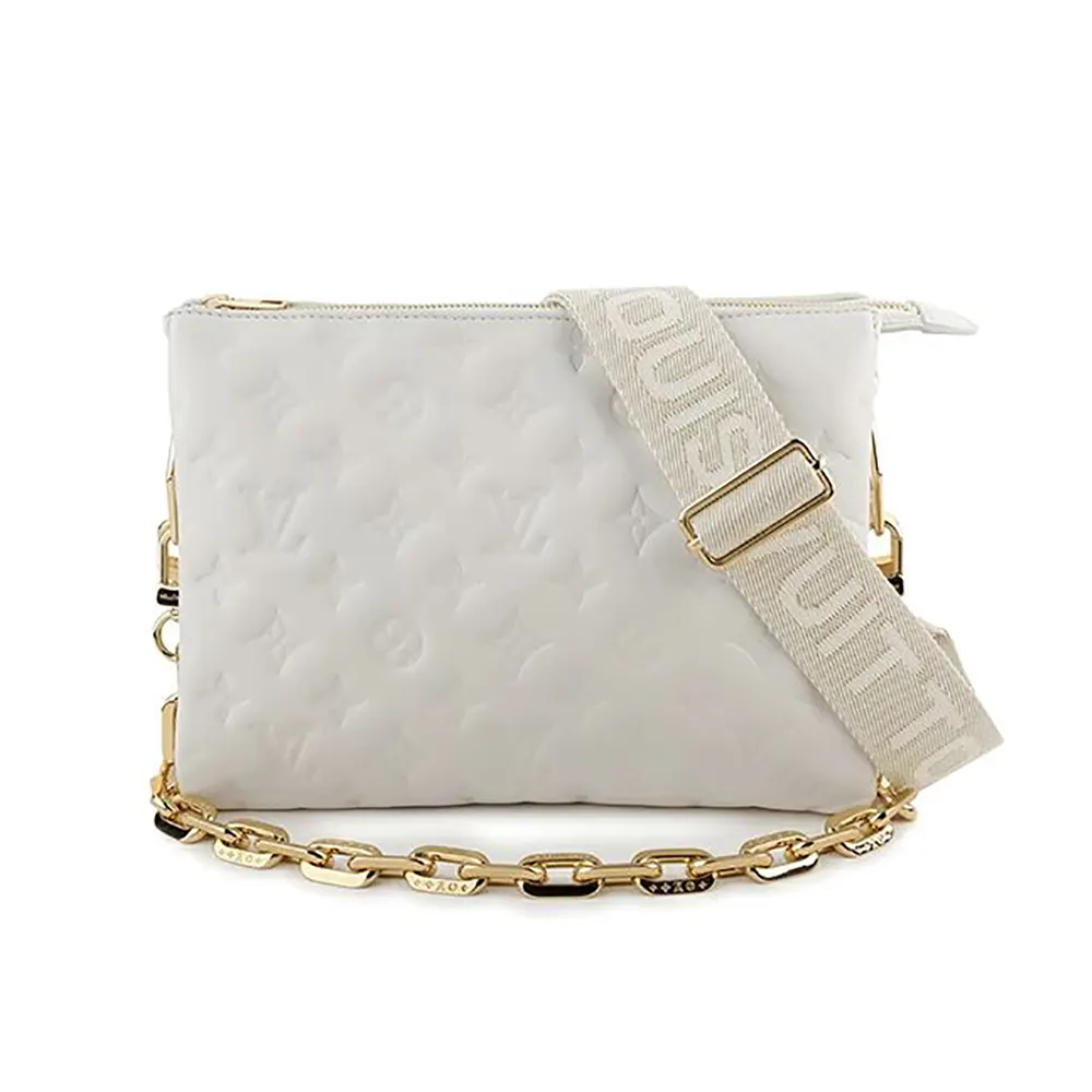 Louis Vuitton LV Women Coussin PM Handbag White Lambskin Cowhide Leather (1) Louis Vuitton LV Women Coussin PM Handbag White Lambskin Cowhide Leather