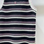 Chanel Women Black and White Striped Tank Top with Pink Detail
