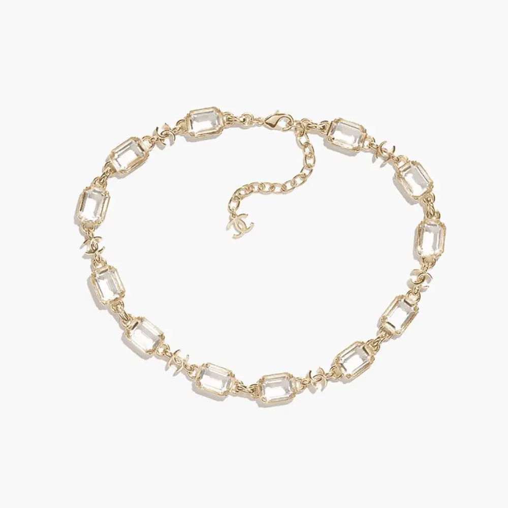 Chanel Women Bracelet Metal & Strass Golden & Crystal ABH252 (1) Chanel Women Bracelet Metal & Strass Golden & Crystal ABH252