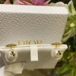 Dior Women Daisy Dior Tribales Earrings Gold-Finish Metal White Resin Pearls and Multicolor Lacquer